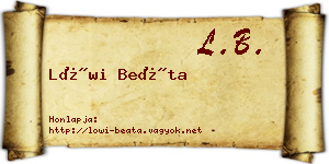 Löwi Beáta névjegykártya